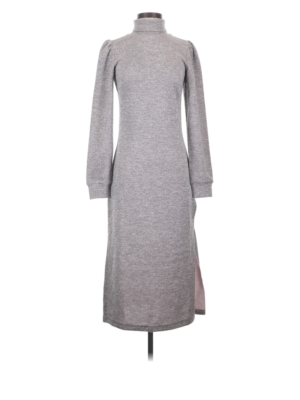 Walter Baker Gray Long-Sleeve Turtleneck Midi Dress